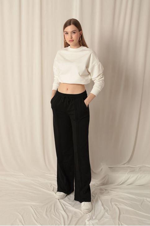 Double Yarn Fabric Women's Black Tracksuit