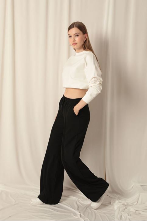 Double Yarn Fabric Women's Black Tracksuit