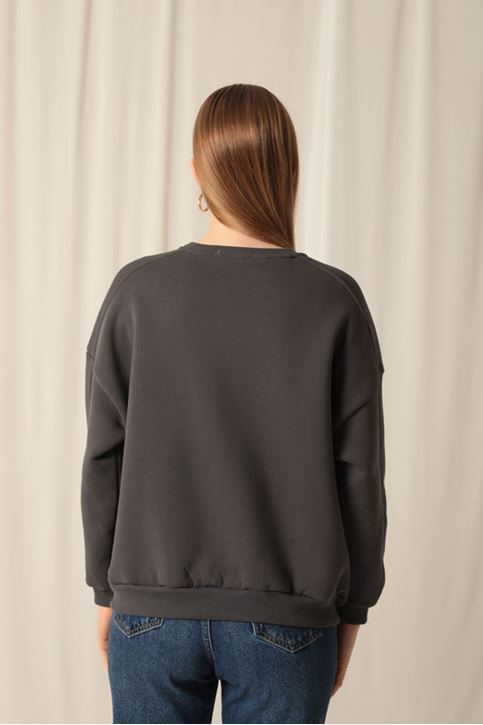 Три пряжи Ткань нулевой воротник Женский свитшот антрацит