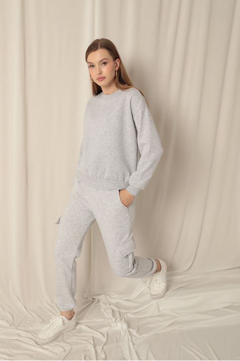 Три пряжи Ткань Основа Женщины Серый свитшот 
