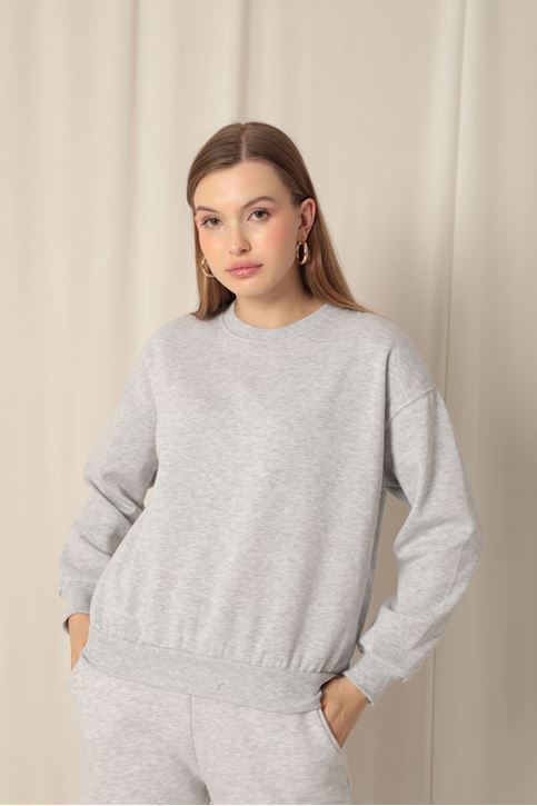 Три пряжи Ткань Основа Женщины Серый свитшот 