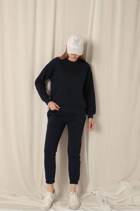  Женский темно-синий свитшот 