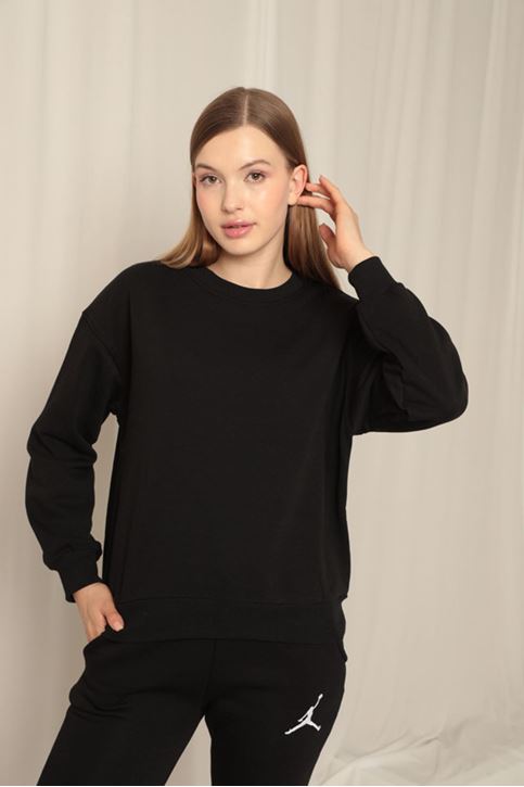 Женский черный свитшот Three Yarn Fabric Basics 