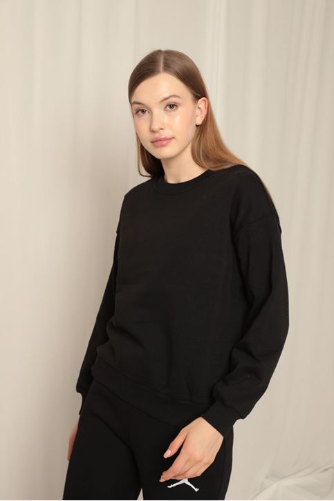 Женский черный свитшот Three Yarn Fabric Basics 