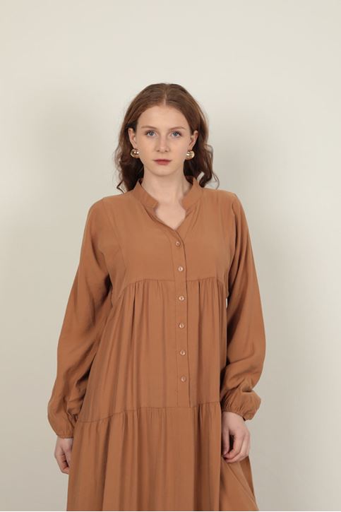 Платье-шинель из модальной ткани с эластичными рукавами 