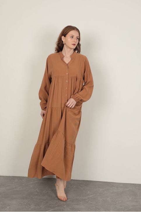 Платье-шинель из модальной ткани с эластичными рукавами 