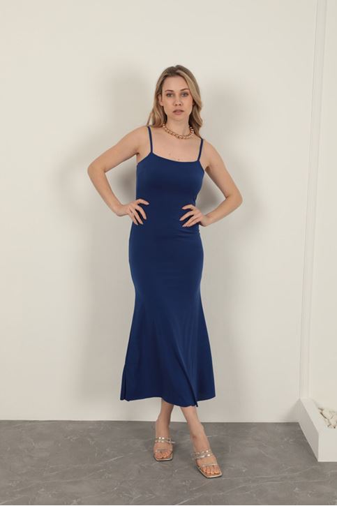 Sandy Kumaş İp Askılı Basic Elbise-Saks