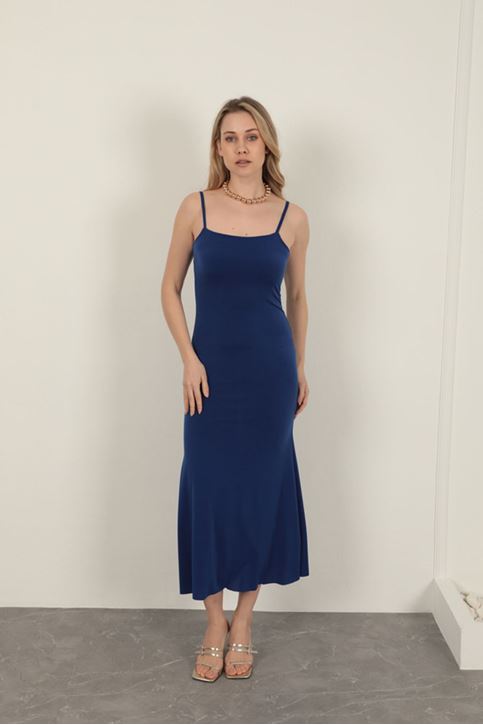 Sandy Kumaş İp Askılı Basic Elbise-Saks