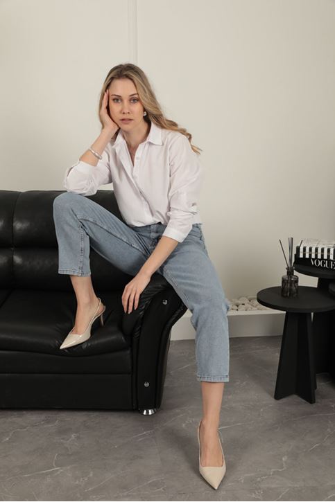 Denim Kumaş Kadın Pantolon-Mavi