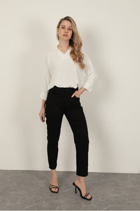 بنطلون نسائي من قماش الدنيم - أسود