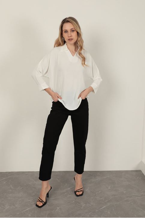  Рубашка с V-образным воротником женская Рубашка-экрю