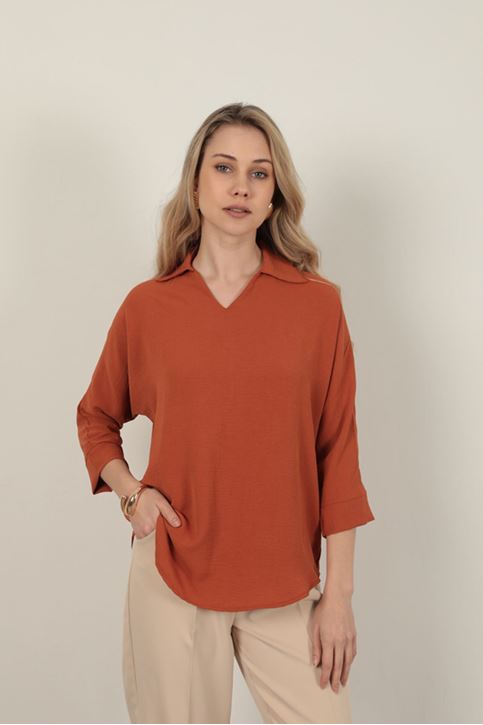 V-Neck Women's Shirt-Terra