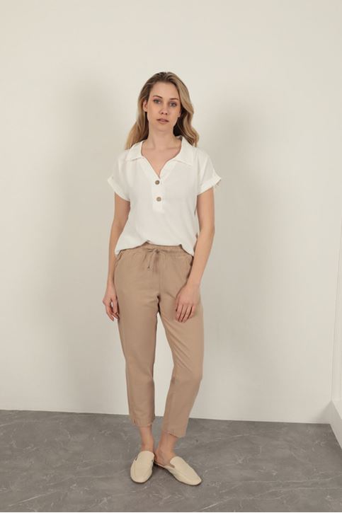 Aerobin Kumaş Kadın Gömlek-Ekru