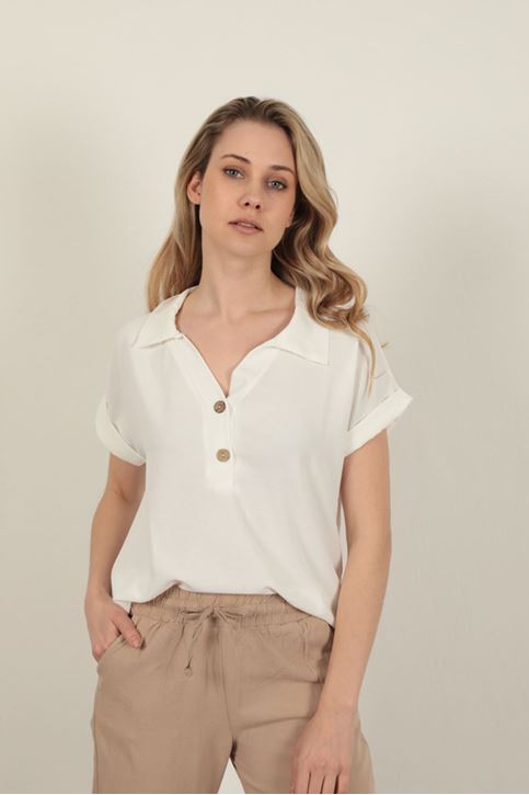 Aerobin Kumaş Kadın Gömlek-Ekru