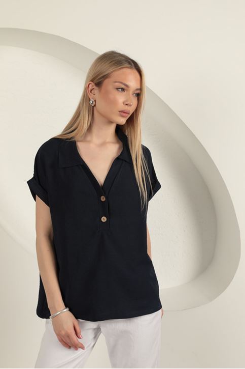 Aerobin Kumaş Kadın Gömlek-Lacivert