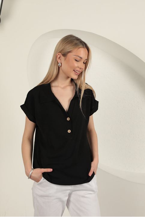 قميص نسائي من قماش Aerobin باللون الأسود