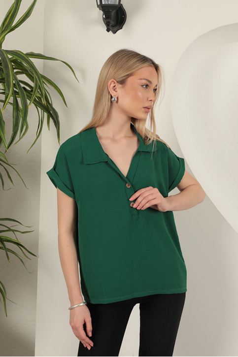 قميص نسائي من قماش Aerobin باللون الأخضر