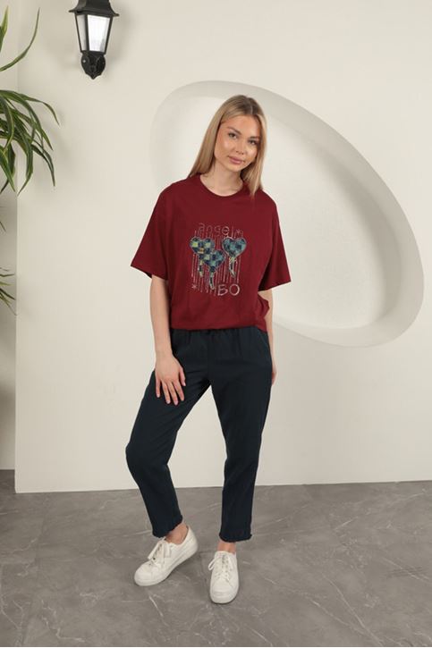 Gabardin Kumaş Püsküllü Kadın Pantolon-Lacivert