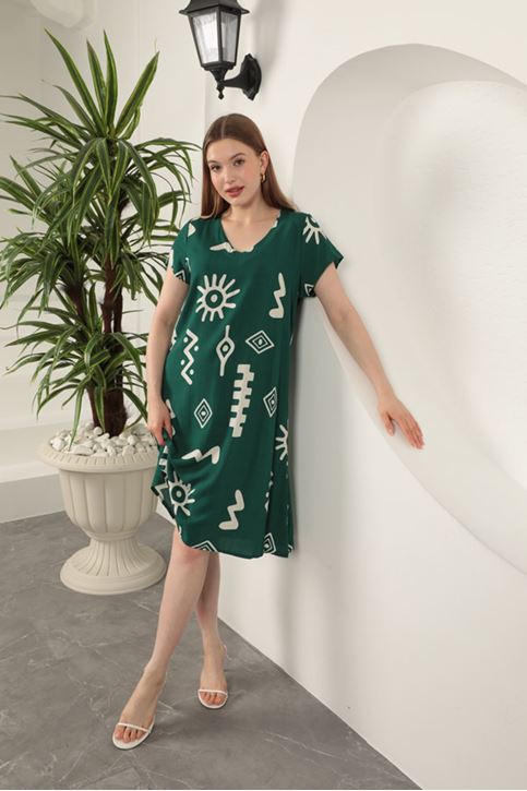 Viscose Fabric Ethnic Dress-Green
