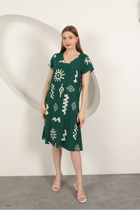 Viscose Fabric Ethnic Dress-Green
