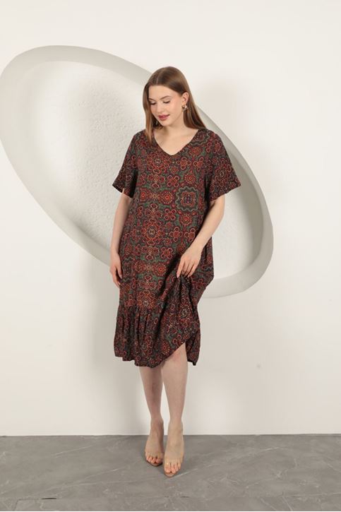 Viscose Fabric Ethnic Dress-Burgundy