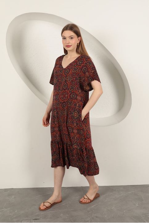 Viscose Fabric Ethnic Dress-Red