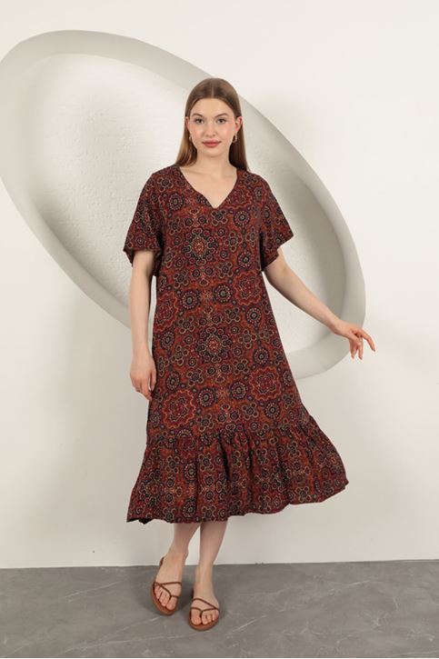 Viscose Fabric Ethnic Dress-Red