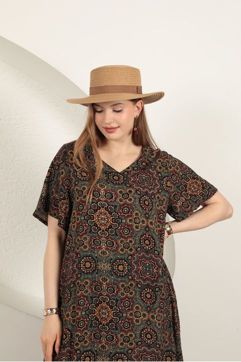 Viscose Fabric Ethnic Dress-Green