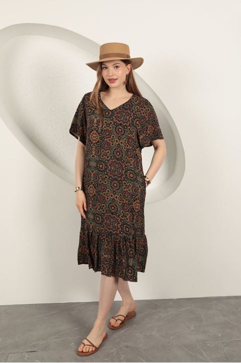 Viscose Fabric Ethnic Dress-Green