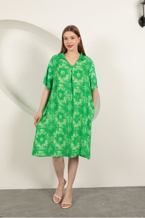 Viscose Patterned Dress-Green