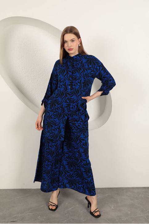 بدلة نسائية منقوشة بقماش فيسكوز - ساكسفون