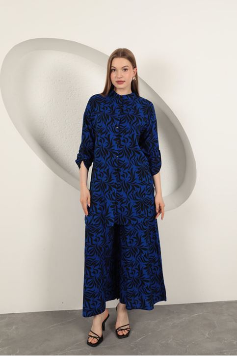 بدلة نسائية منقوشة بقماش فيسكوز - ساكسفون