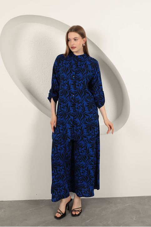 بدلة نسائية منقوشة بقماش فيسكوز - ساكسفون