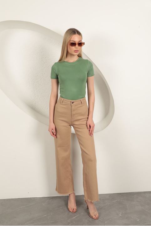 تي شيرت أساسي من قماش الفيسكوز - كاكي