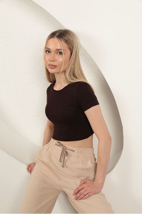 قماش فيسكوز فراولة - بني أساسي