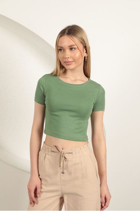 قماش فيسكوز قصير أساسي - كاكي