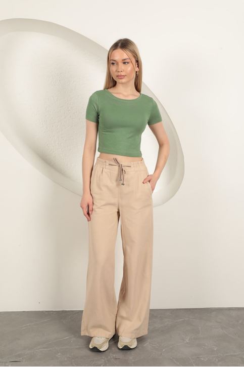 قماش فيسكوز قصير أساسي - كاكي