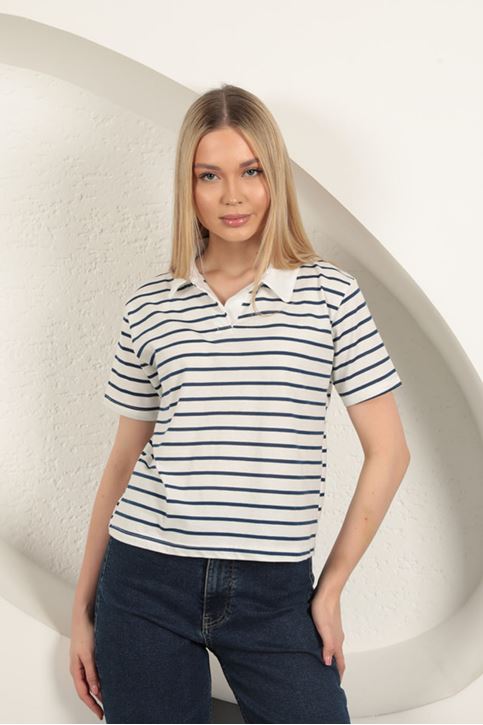  Женская футболка в полоску - синий