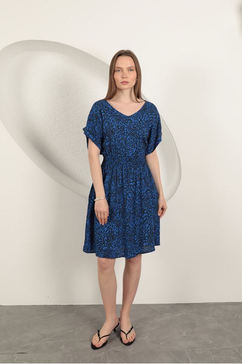 فستان منقوش من قماش الفيسكوز - ساكسفون