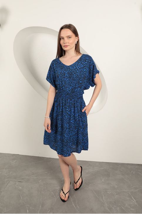 فستان منقوش من قماش الفيسكوز - ساكسفون