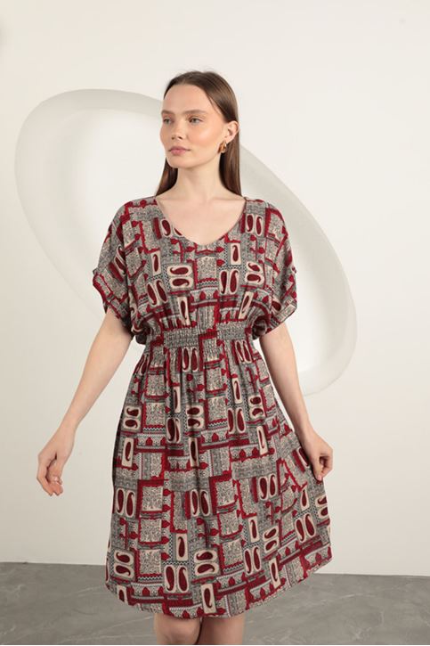 Viscose Fabric Gipel Dress-Burgundy