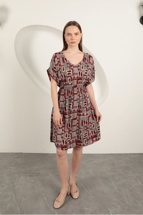 Viscose Fabric Gipel Dress-Burgundy