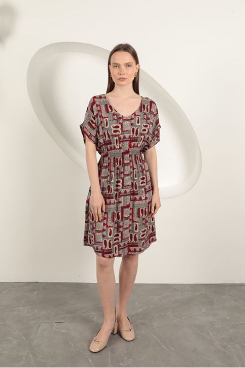 Viscose Fabric Gipel Dress-Burgundy