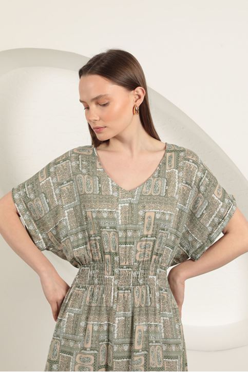 فستان جيبيل من قماش الفيسكوز - كاكي