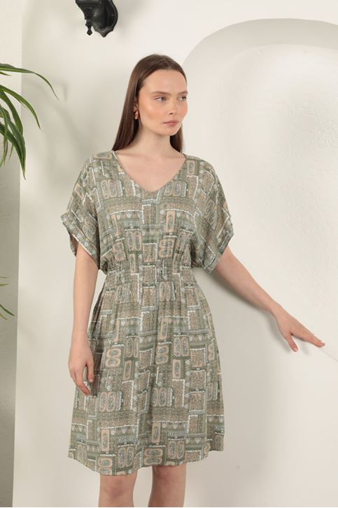 فستان جيبيل من قماش الفيسكوز - كاكي