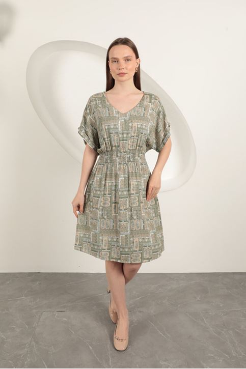 فستان جيبيل من قماش الفيسكوز - كاكي