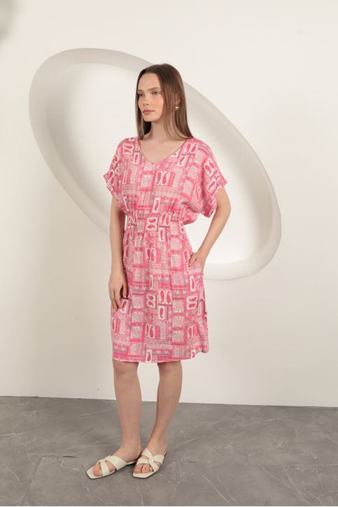 فستان جيبيل من قماش الفيسكوز - وردي