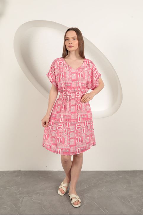 فستان جيبيل من قماش الفيسكوز - وردي