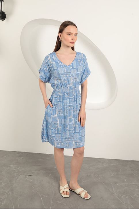 فستان جيبيل من قماش الفيسكوز - أزرق