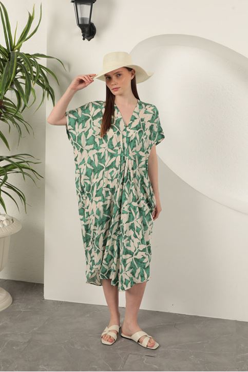 فستان منقوش من قماش الفيسكوز - أخضر